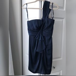 BCBG Navy One shoulder Cocktail Dress